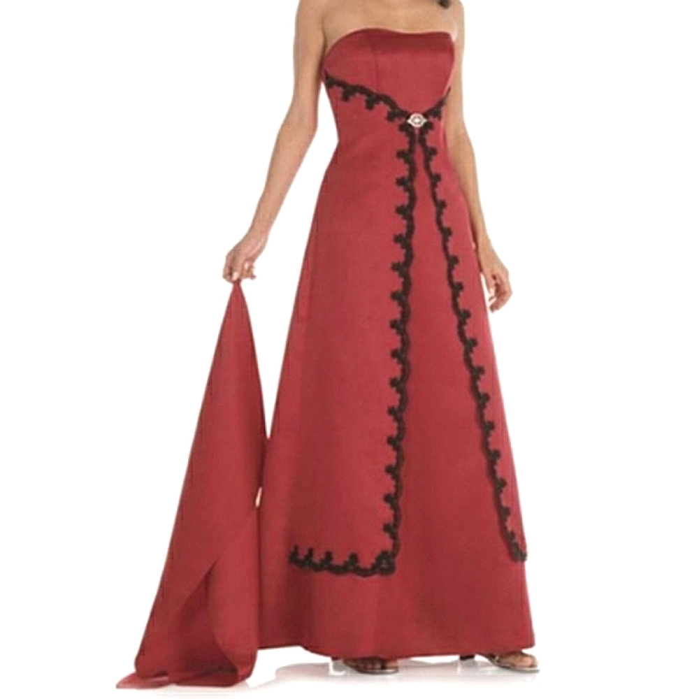 Alexia Designs Claret Satin Formal Gown 12 NWT